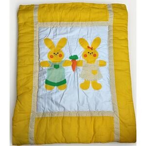 VTG Judi’s Heirloom Baby Crib Quilt Blanket Bunnies 40x50 70s 80s Wall Hanging